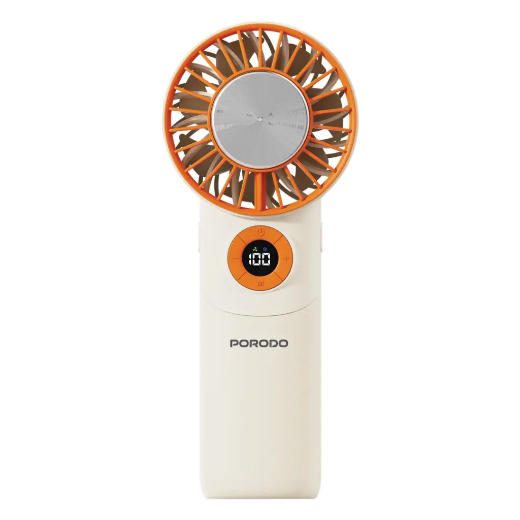 Porodo Lifestyle Chillo Wave Portable Mini Fan with Foldable Function & Non-Slip Mat (Beige)