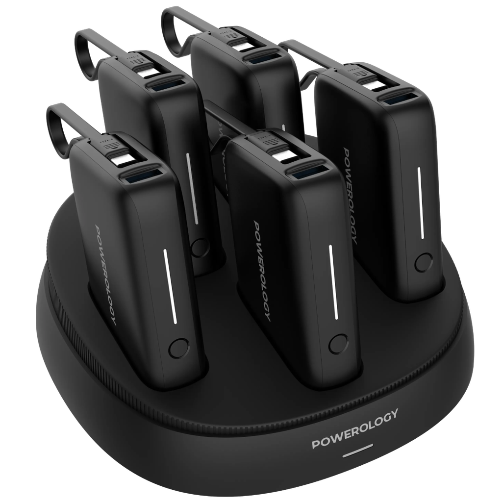 Powerology ×5 10000mAh Power Bank Station (Black)