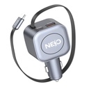 NEO Car Charger Auto Pulse 96W Retractable, 3 Ports 2PD  1USB-A (Gray)  