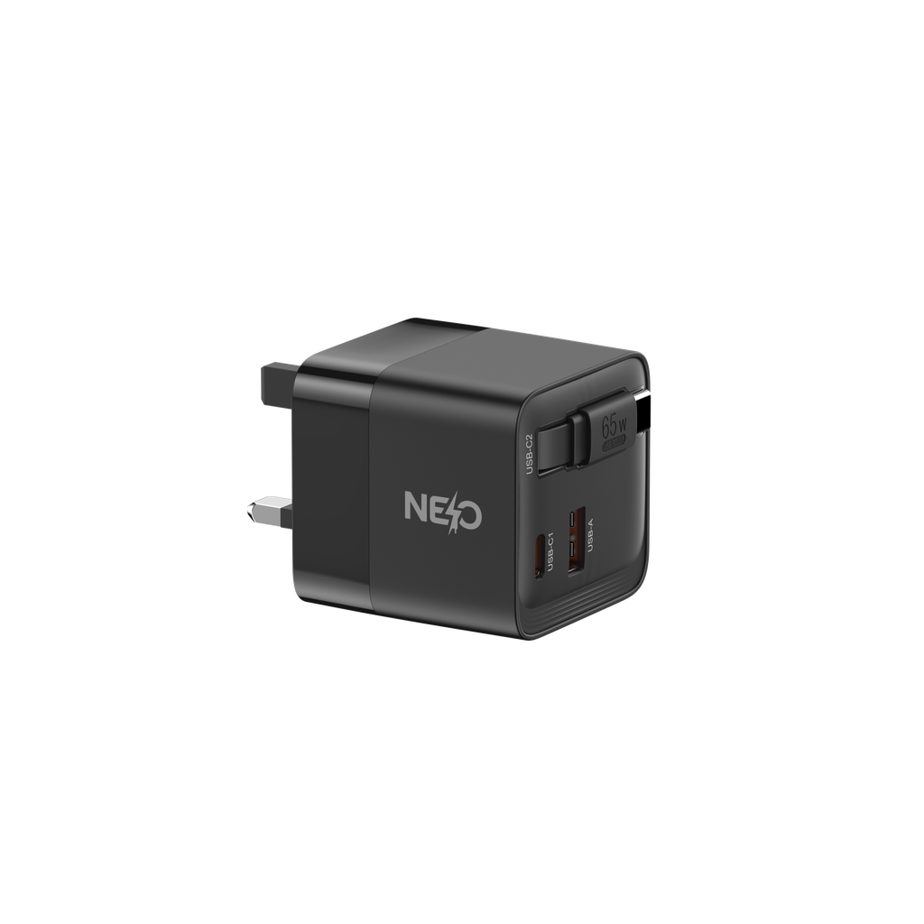 NEO Power Port 65W PD GaN fast charger with Cable Inside