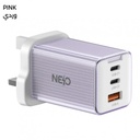 NEO power port 65W PD GaN Fast Charger 3 port (65W) (Purple)
