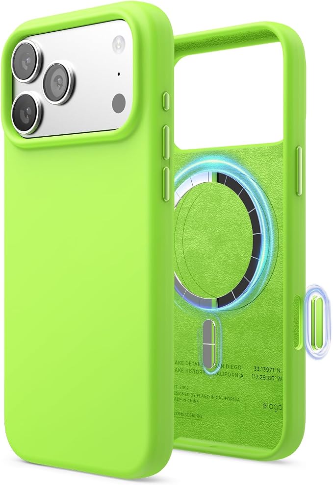 Elago Magnetic Silicone Case for iPhone 17 Pro Max/18 Pro Max (Lime Green)