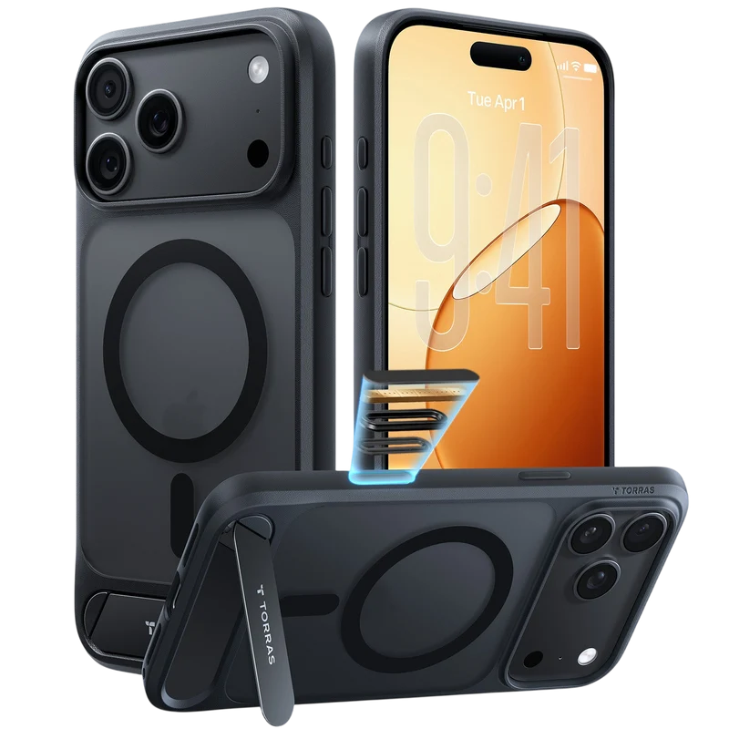 Torras Ostand L1 Case for iPhone 18 Pro (Black)