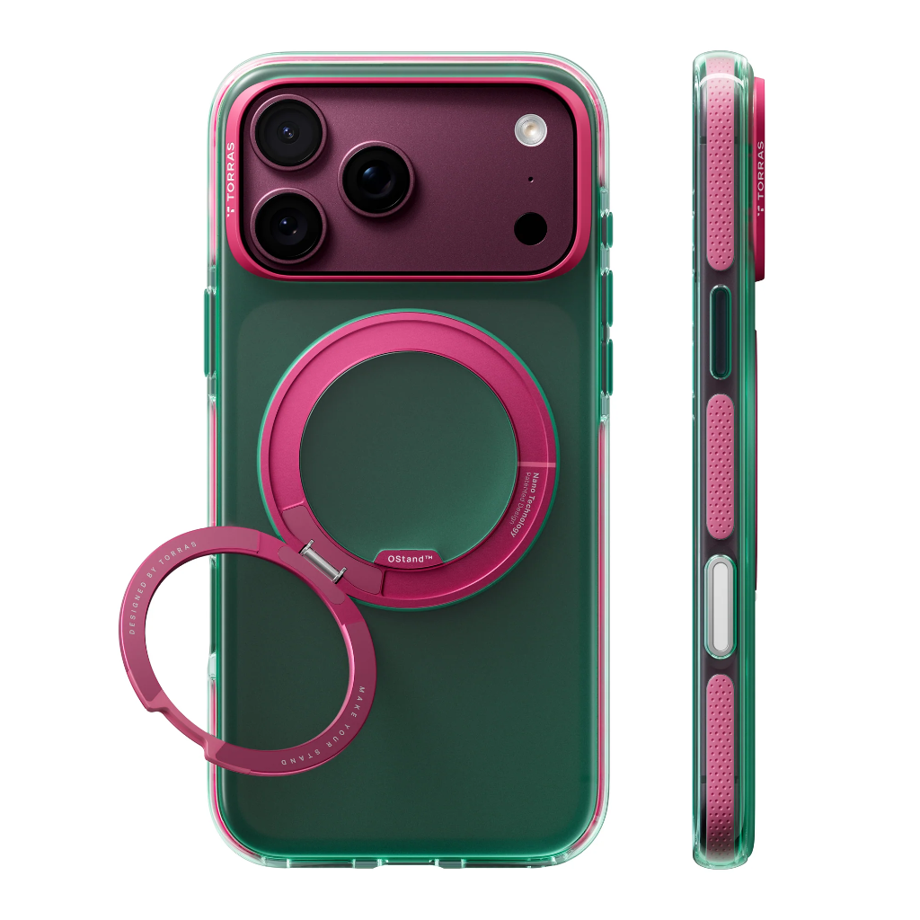 Torras Ostand O3 Hue Case for iPhone 18 Pro Max (Green&Pink)