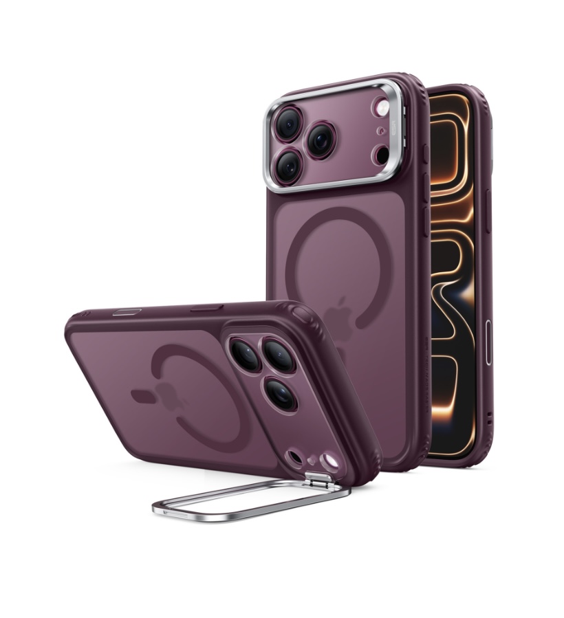 ESR Classic Hybrid Magnetic Case (Camera Control,Stash Stand) for iPhone 17 Pro/18 Pro (Frosted Red)