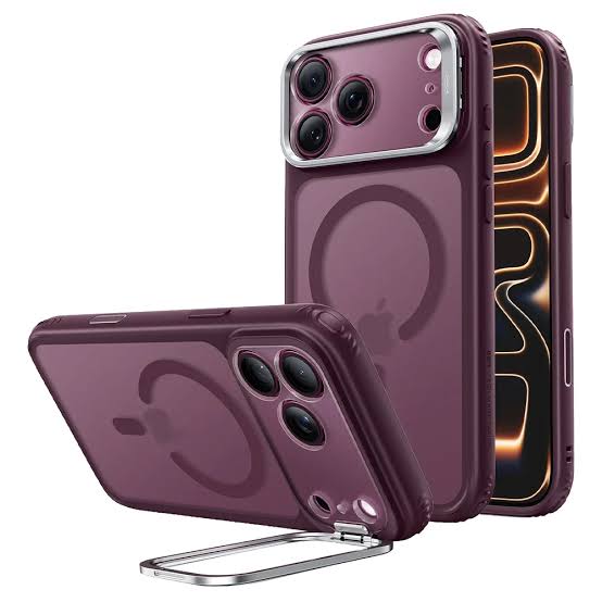 ESR Classic Hybrid Magnetic Case (Camera Control,Stash Stand) for iPhone 17 Pro Max/18 Pro Max (Frosted Red)
