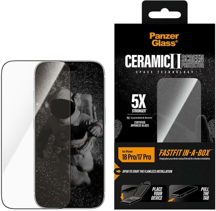 PanzerGlass® Screen Protector for iPhone 18 Pro Ceramic w. Fastfit in-a-box (Clear)