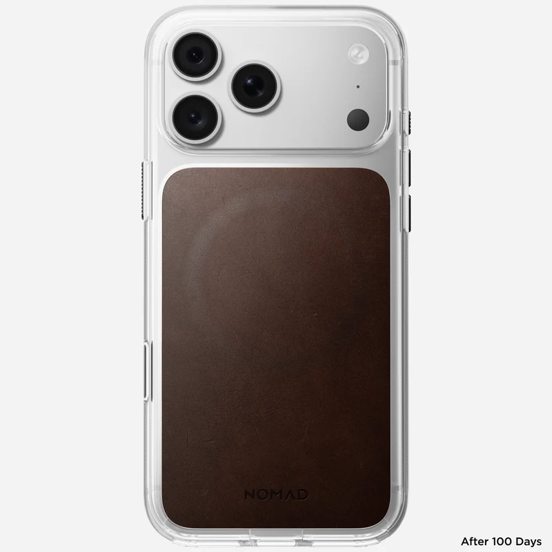 Nomad Clear Leather Case for iPhone 18 Pro (Rustic Brown | Horween)