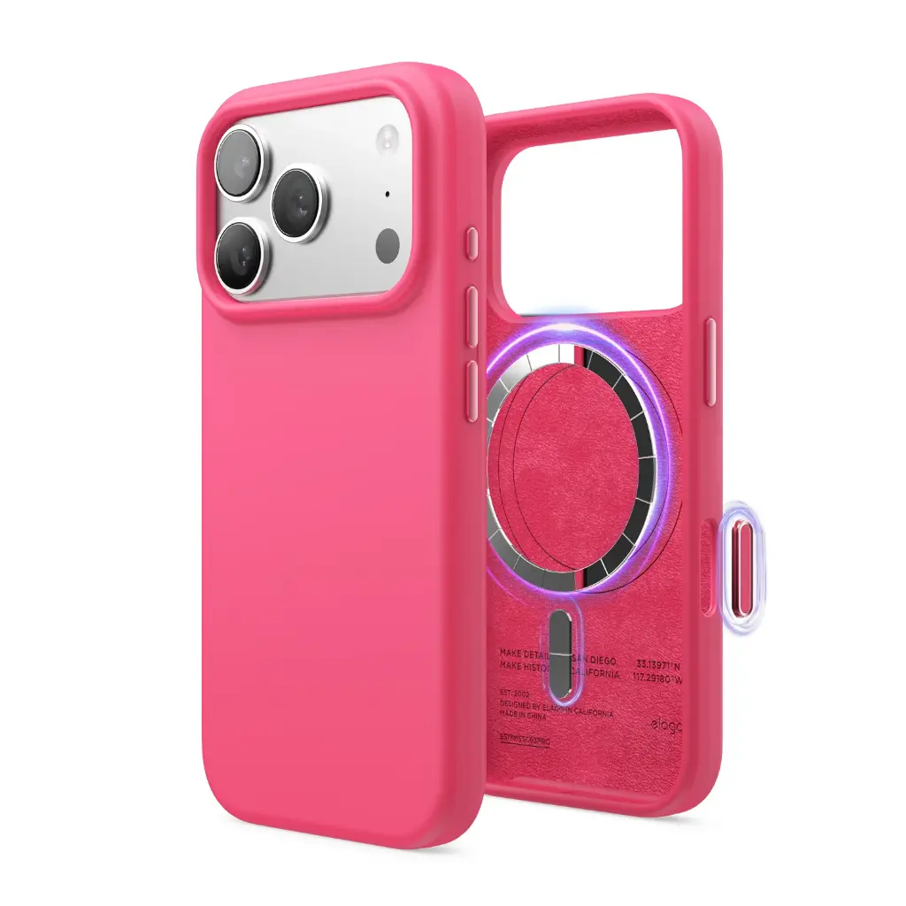Elago Magnetic Silicone Case for iPhone 17 Pro/18 Pro (Ice Red)