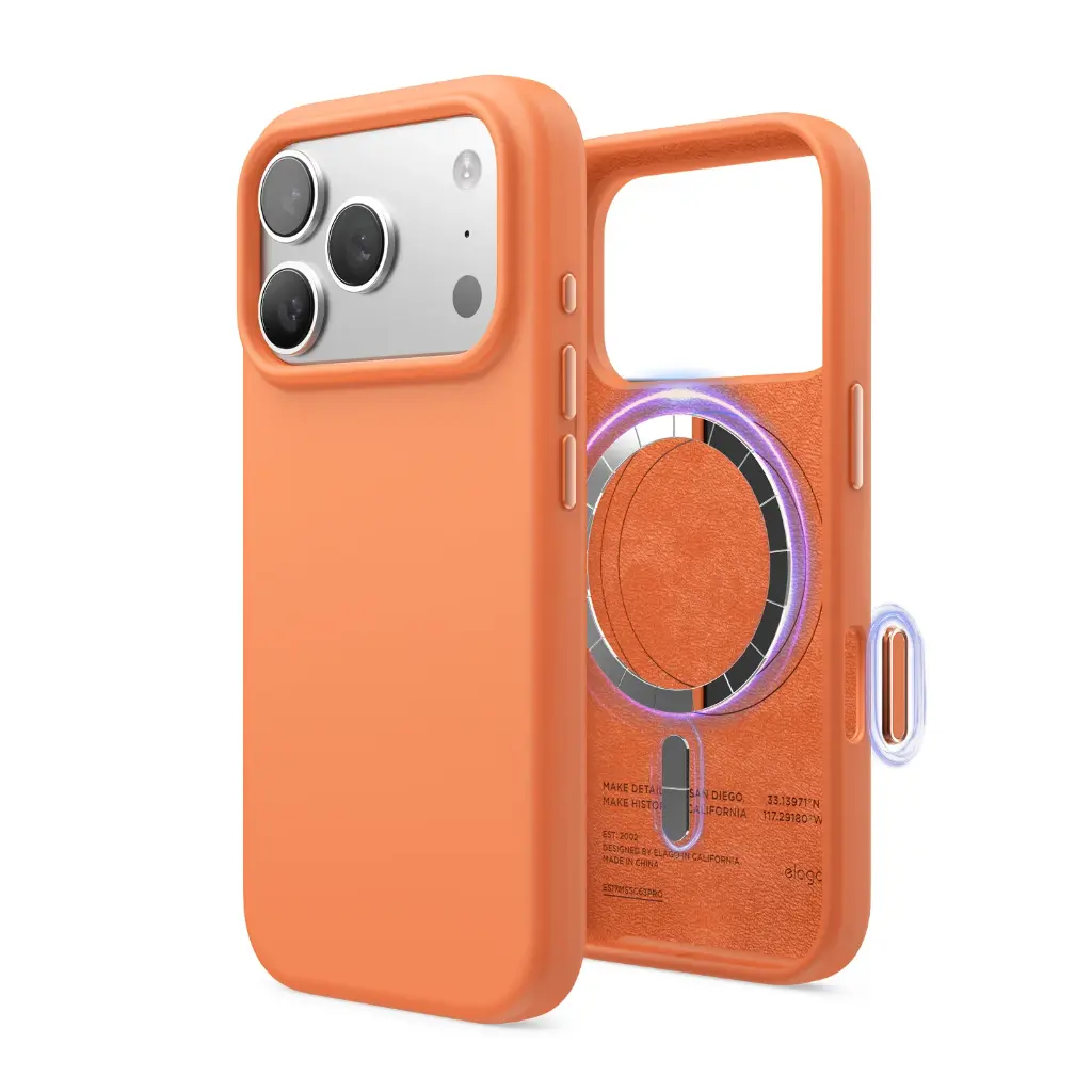 Elago Magnetic Silicone Case for iPhone 17 Pro/18 Pro (Orange)