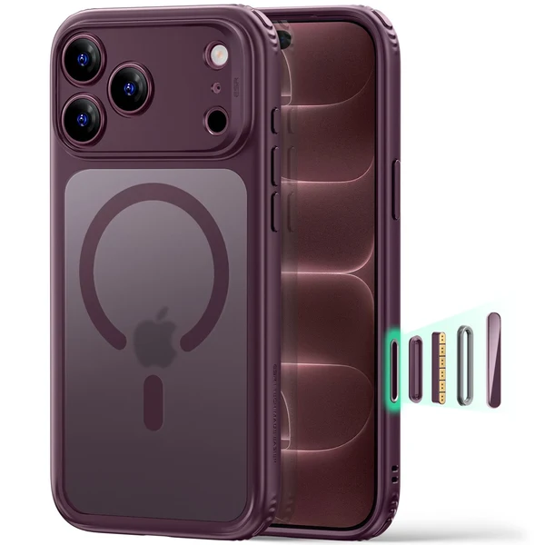 ESR Classic Hybrid Magnetic Case  (Camera Control) for iPhone 17 Pro/18 Pro (Frosted Red)