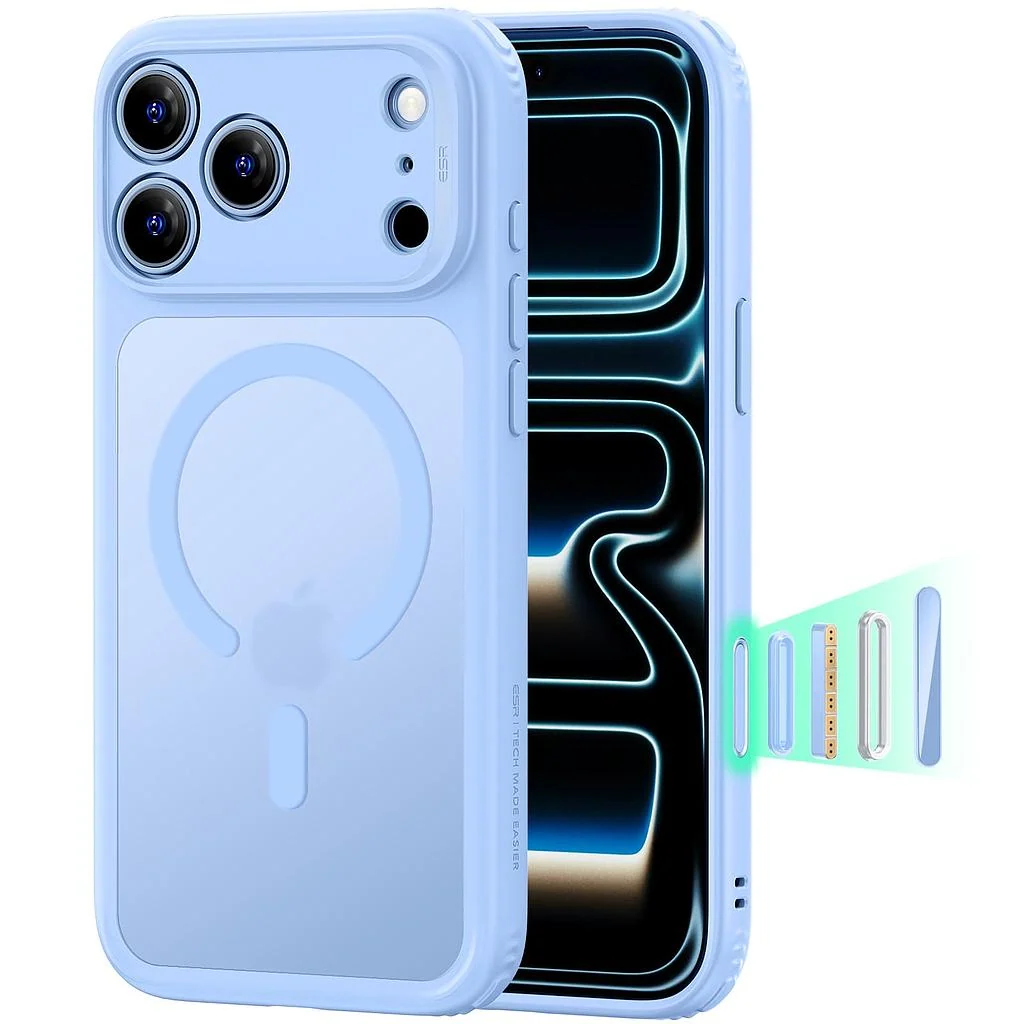 ESR Classic Hybrid Magnetic Case  (Camera Control) for iPhone 17 Pro/18 Pro (Frosted Light Blue)