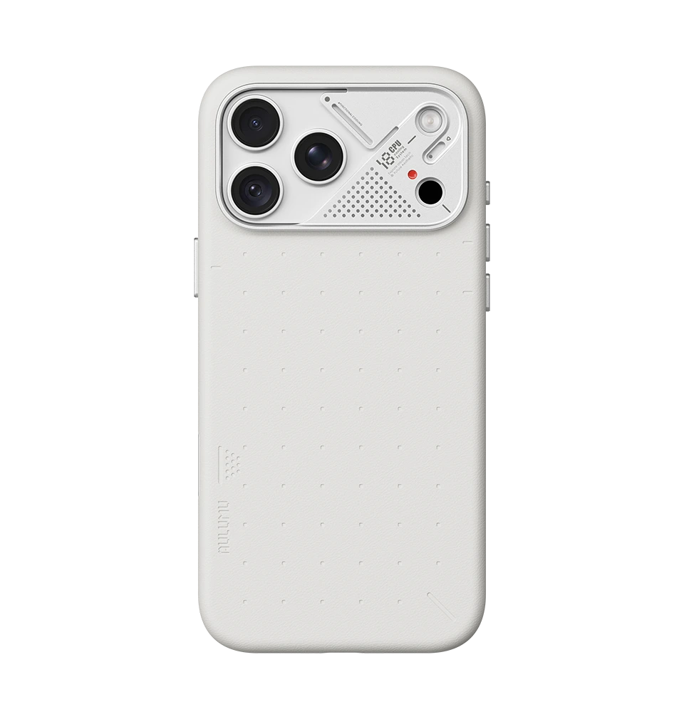 AULUMU Particle Vegan Leather Case for iPhone 18 Pro Max (White)