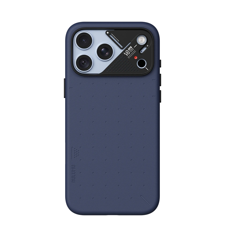 AULUMU Particle Vegan Leather Case for iPhone 18 Pro (Dark Blue)