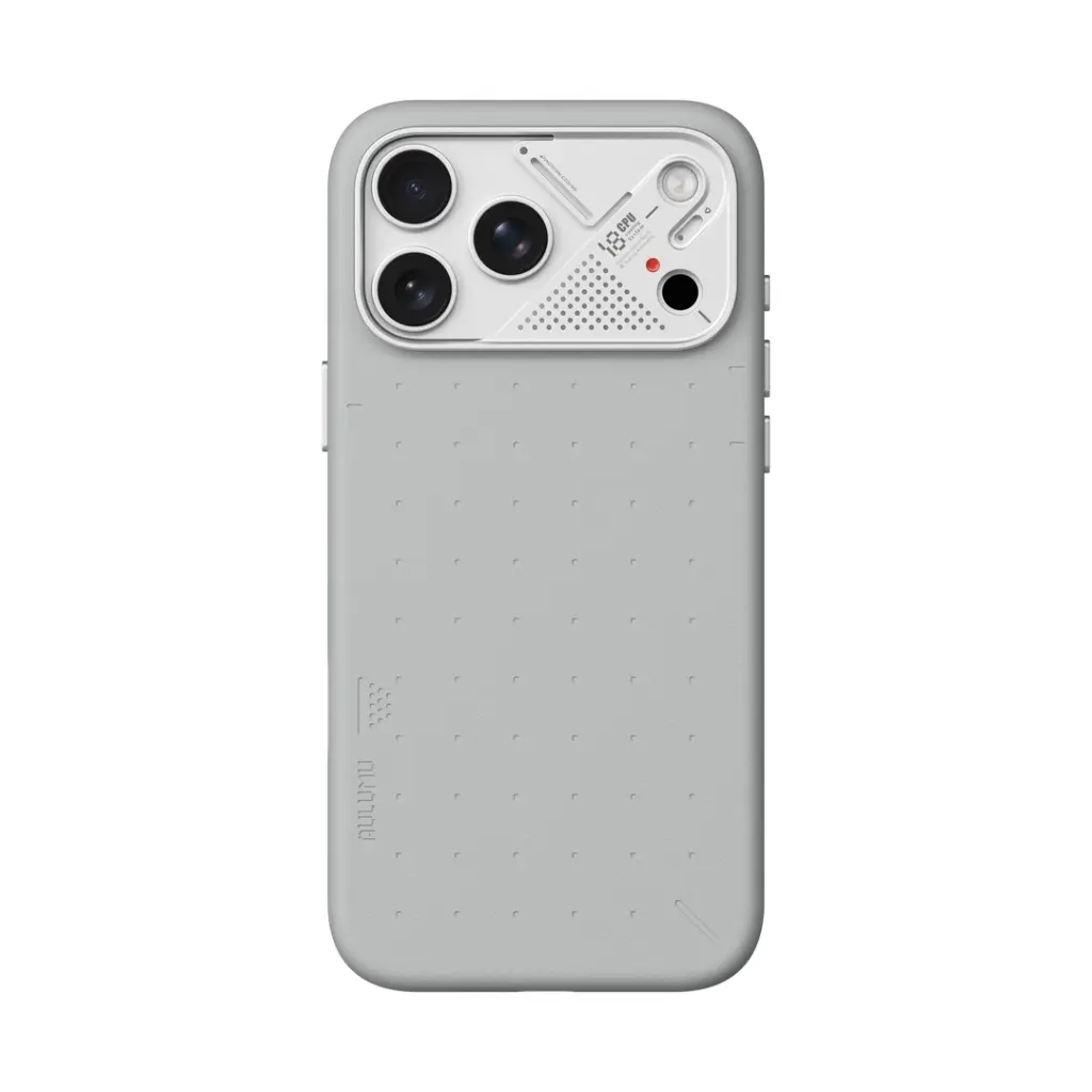 AULUMU Particle Vegan Leather Case for iPhone 18 Pro (Gray)