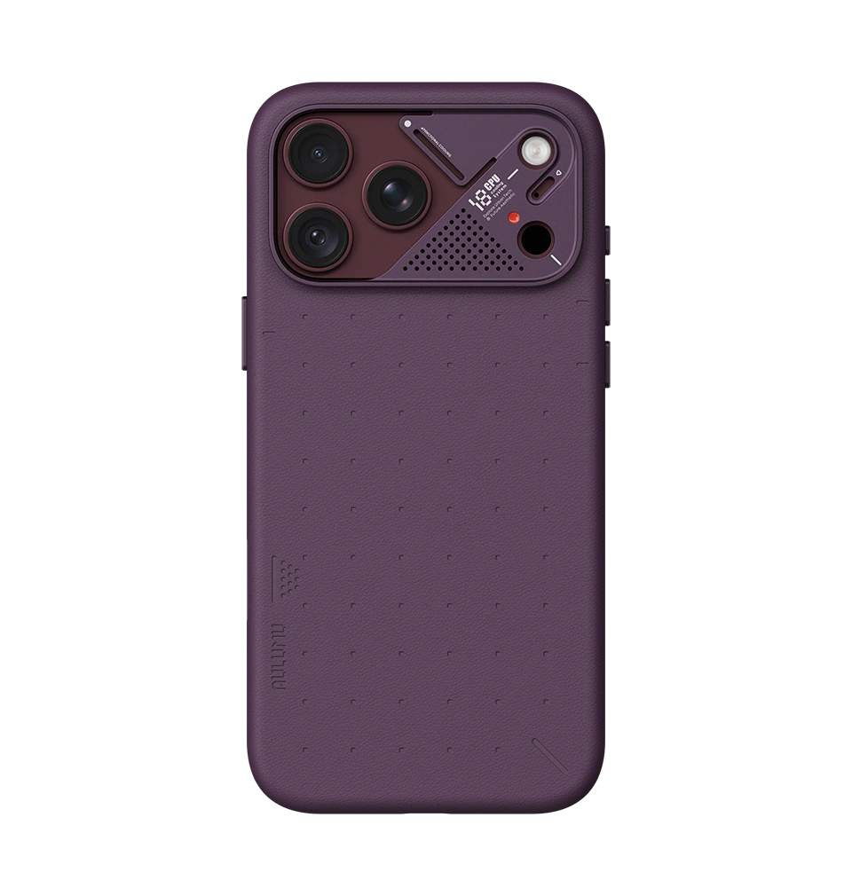 AULUMU Particle Vegan Leather Case for iPhone 18 Pro (Dark Cherry)