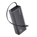 Promate Lucid Clear-Case Power Bank 45W PD w/ Retractable USB-C Cable 20000mAh (Black)