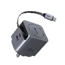 UGREEN 45W 2-Port GaN Fast Charger with Retractable Cable (Space Gray)