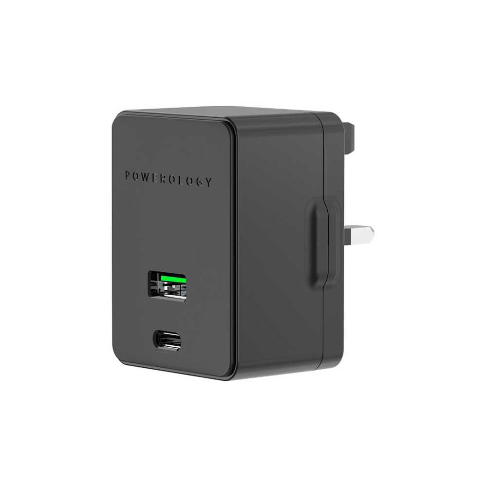 Powerology Ultra-Quick PD Charger Dual Ports 36W (Black)