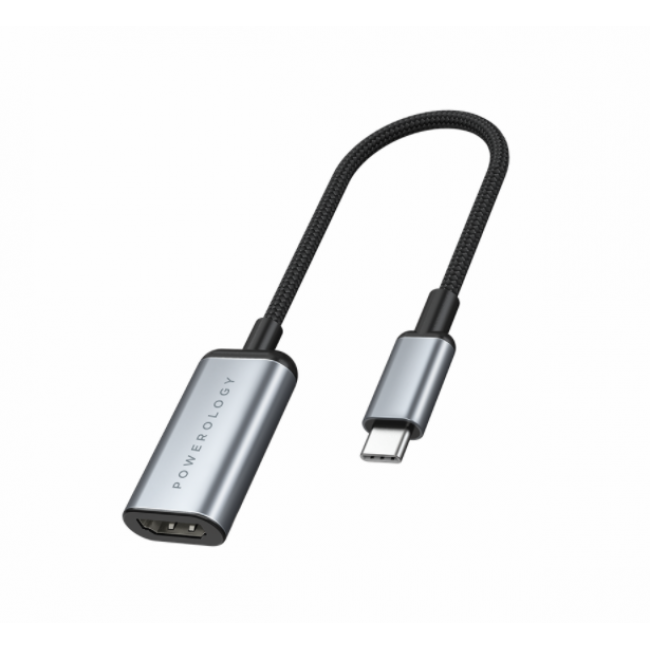 باورلوجي كيبل يو إس بي سي إلى إتش دي إم آي مضفر - دقة 4ك 60 هرتز (رمادي)