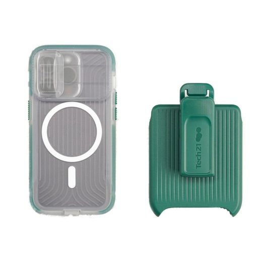 [T21-9711] تيك21 إيفو ماكس كفر آيفون 14 برو ماج سيف مع قاعدة (أخضر شفاف)