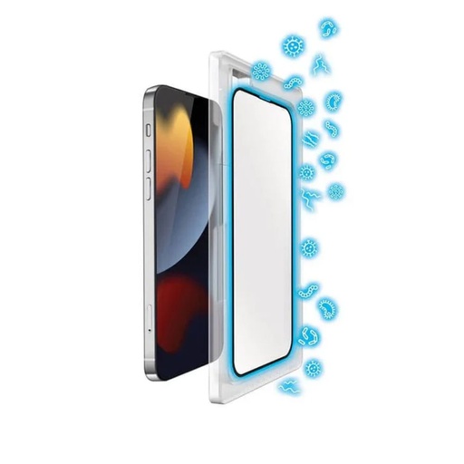 [IP2167-BDG-AB02] تورّي واقي شاشة مضاد للبكتيريا لهاتف آيفون 13 برو ماكس (تغطية كاملة – أسود)