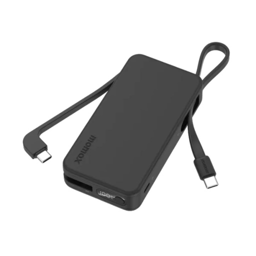 [IP138D] Momax 1-Power Vital+ 10000mAh Battery Pack with Dual Built-in USB-C Cable (Black)