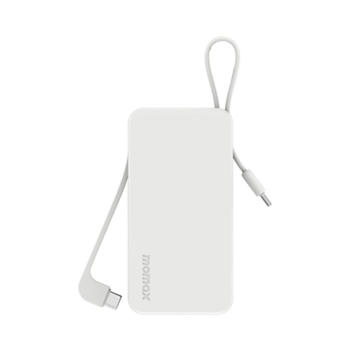 [IP138W] Momax 1-Power Vital+ 10000mAh Battery Pack with Dual Built-in USB-C Cable (White)