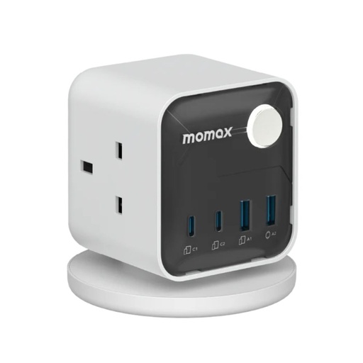[US20UKW] Momax 1-Charge Work Flow 3-Outlet Power Cube with USB (White)