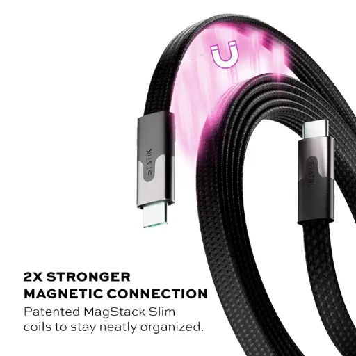 [PUP-0495-6FT-CC-BLK] Statik MagStack Slim Pro Cable USB-C to USB-C 2M (Black)