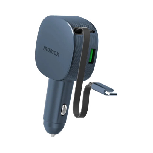 [UC19E] Momax 1-MOVE+ 60W 2-Port Car Charger with Built-in Retractable cable (Grey)