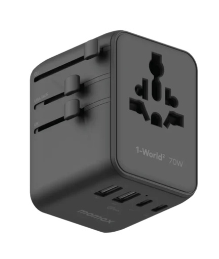 [UA22D] Momax 1-World2 70W 5-Port USB-C AC Travel Adaptor (Black)