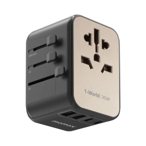 [UA23L] Momax 1-World2 100W 4-Port USB-C Dual AC Travel Adaptor (Titanium)