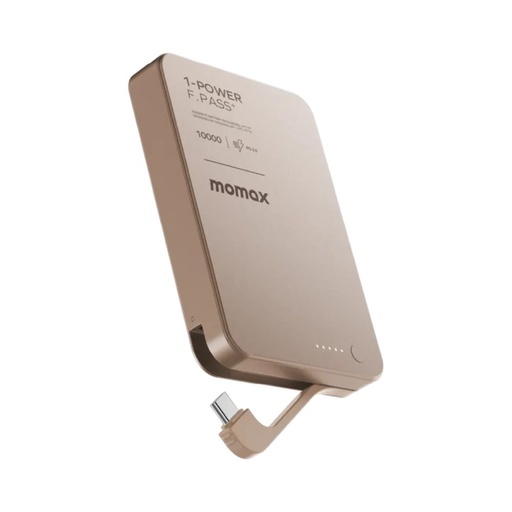 [IP158L2] Momax 1-Power F.Pass+ 10000mAh Battery Pack with Built-in Cable and Magnetic attachment (Desert Titanium))