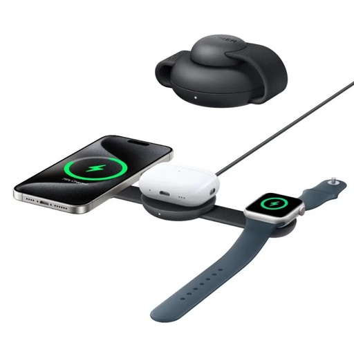 [B25M8H11] Anker MagGo Wireless Charging Station (3-in-1, Foldable Pad) with Adapter and Cable (Black)