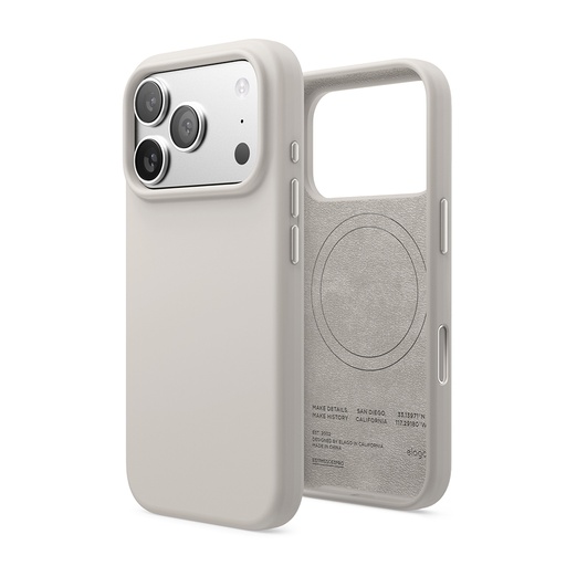 [ES17MSSC63PRO-ST] Elago Magnetic Silicone Case for iPhone 17 Pro/18 Pro (Stone)
