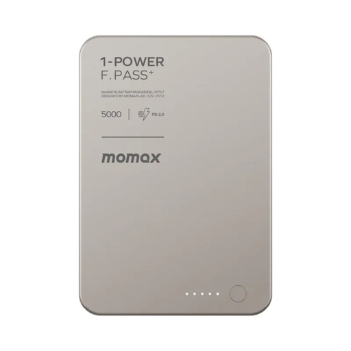 [IP157L] Momax 1-Power F.Pass+ 5000mAh Battery Pack with Built-in Cable and Magnetic attachment (Titanium)