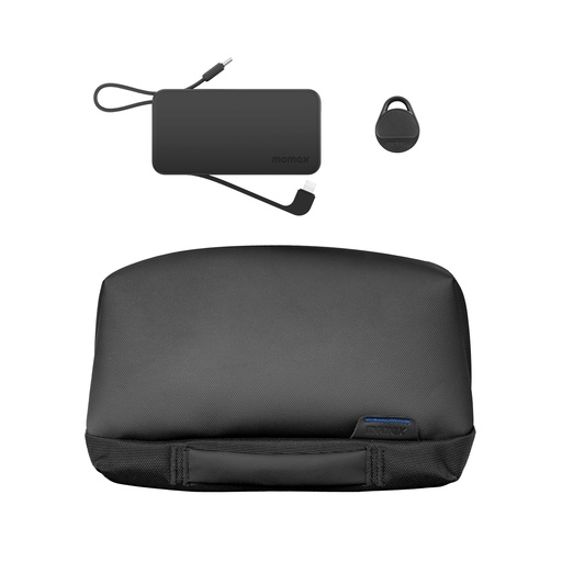[VPD0187D] Momax BUNDLE SET Hand Pouch + Power Bank 10000 mAh with dual built-in cable 1 type-C + 1 Lightning  + MOMAX Pintag 