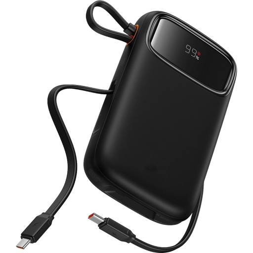[P10082102123-00] Baseus EnerFill FC31 Qpow3 Digital Display Power Bank with 2 Built-in USB-C Cables 10000mAh 45W (Cosmic Black)