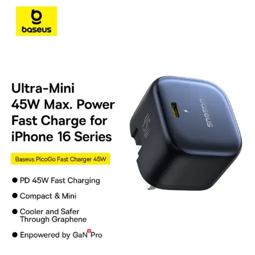 [E0120J00] Baseus PicoGo AE11 GaN Fast Charger 1C 45W (Cosmic Black)