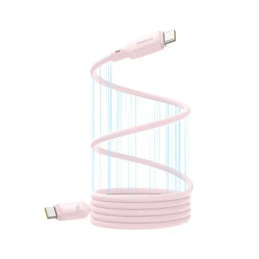 [P10376800411-00] Baseus PicoGo Magnetic Liquid Silicone Fast Charging Cable USB-C to USB-C 240W 1m (Baby Pink)