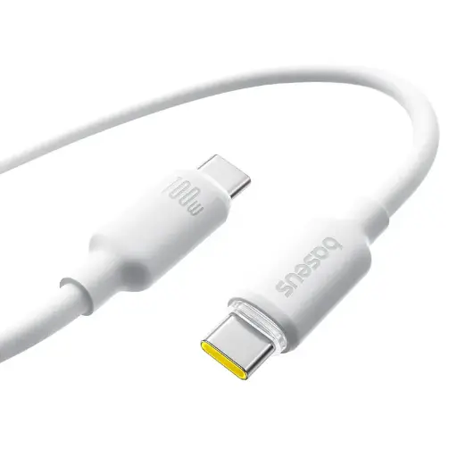 [E0426701] Baseus Foamed Silicone Fast Charging Data Cable USB-C to USB-C 100W 1m (Moon White)