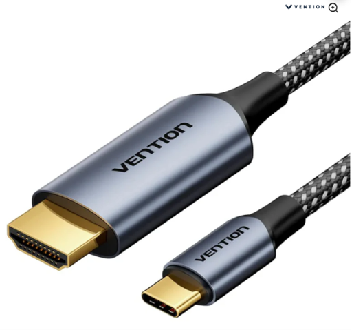 [CRHHAC] Vention Braided Aluminum Alloy USB-C to HDMI 4K HD Cable 1.8M (Gray)