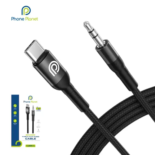 [PP-AUXC-120-BK] فون بلانيت كيبيل صوت تايب سي الى اي يو اكس 1.2 م (اسود )
