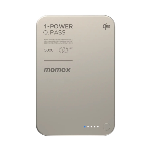 [IP129Q2L] Momax 1-Power Q.Pass 5000mAh Qi2 Magnetic Wireless Battery Pack (Titanium)