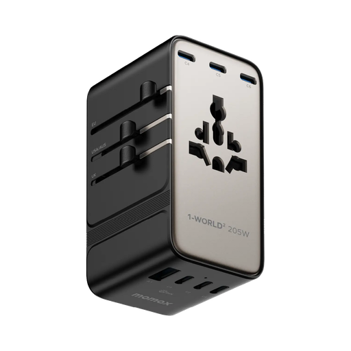 [UA28L] Momax 1-World2 205W 7-Port Dual AC Travel Adaptor (Titanium)