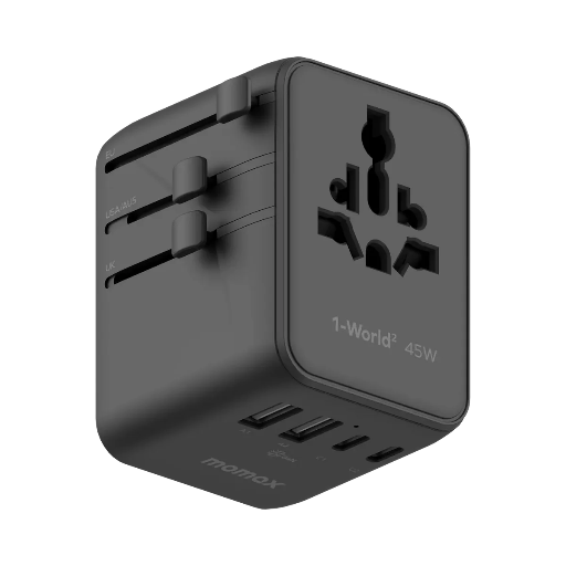 [UA31D] Momax 1-World2 45W 5-Port Dual AC Travel Adaptor (Black)