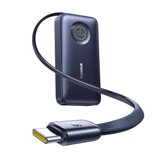 [E0027G00] Baseus EnerCore CR11 Power Bank with Retractable Cable 10000mAh 45W - Cosmic Black