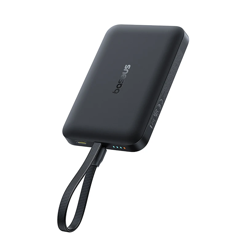 [E0028904] Baseus EnerFill FM11 Magnetic Wirless 15W Power Bank with Built-in USB-C Cable 10000mAh 30W - Cosmic Black