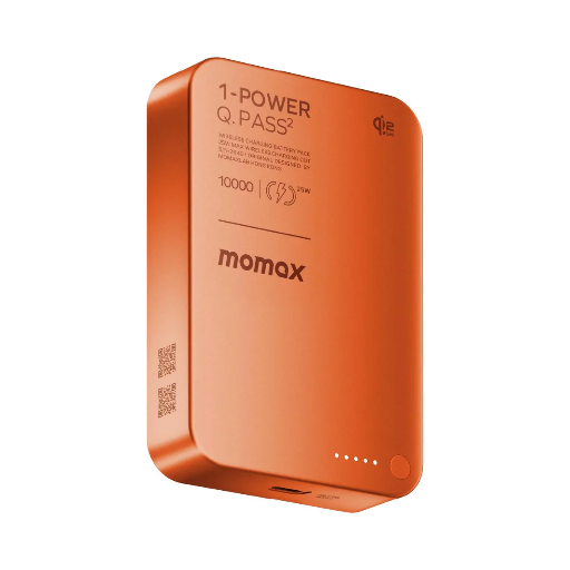 [IP168Q22M] Momax 1-Power Q.Pass2 10000mAh Qi2.2 Magnetic Wireless Battery Pack (Orange)